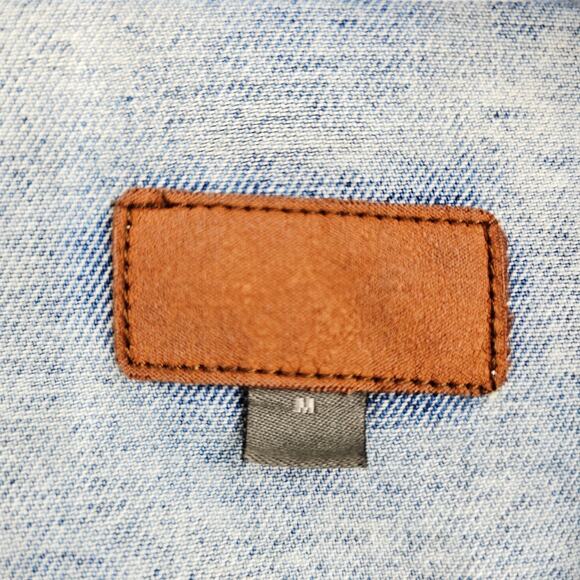 ASOS Retro Denim Jacket Patches Light Blue Space Theme Men's M 3643 - Picture 3 of 11